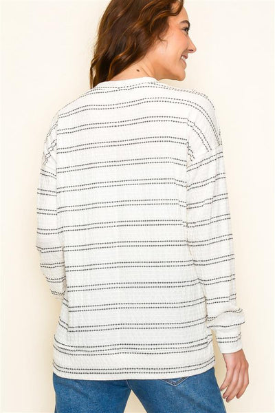 Striped Cream Knit Top