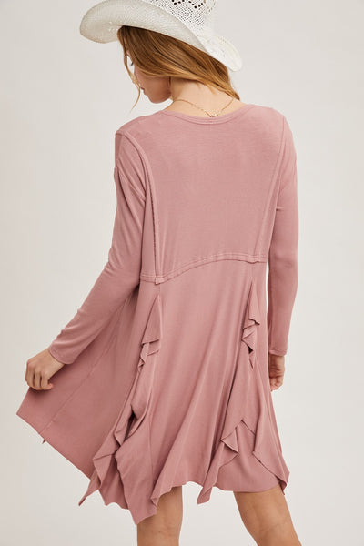Dusty Pink Ruffled Boho Dress