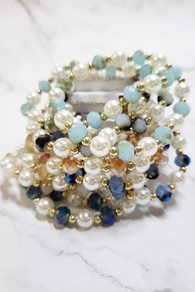 Pearl & Glass Bead Bracelet Set