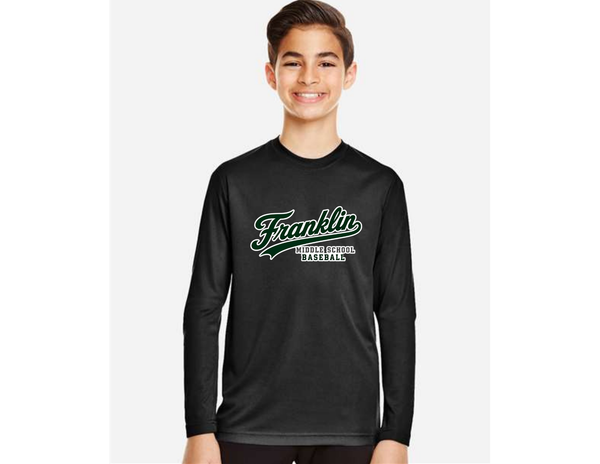 Team 365 Youth Long Sleeve Performance T-shirt- Franklin Middle School Baseball
