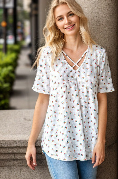 Lyla Ivory Ditsy Floral Top