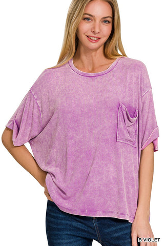 Violet Raylen Acid Wash Top