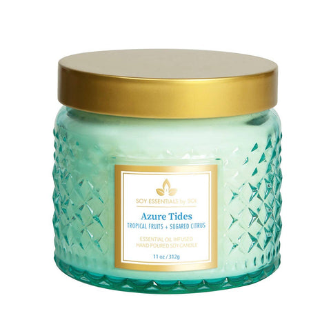 Azure Tides 11oz Faceted Glass Jar Soy Candle