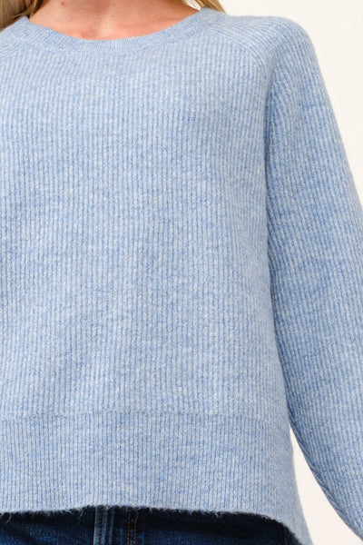 Blue Soft Knit Ribbed Sweater