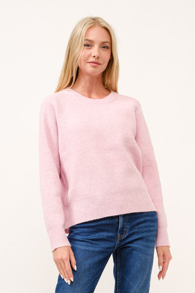 Pink Soft Knit Ribbed Sweater
