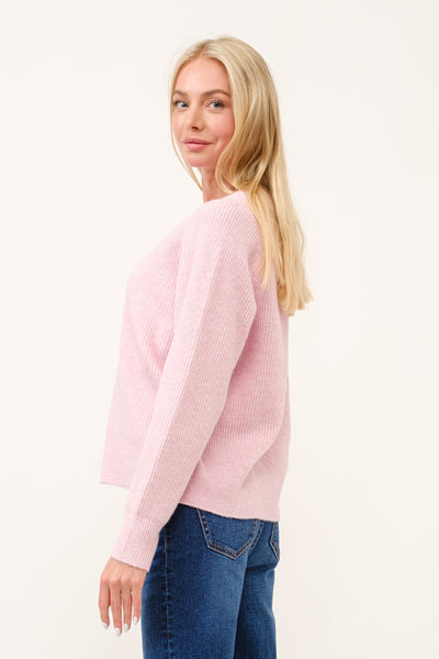 Pink Soft Knit Ribbed Sweater