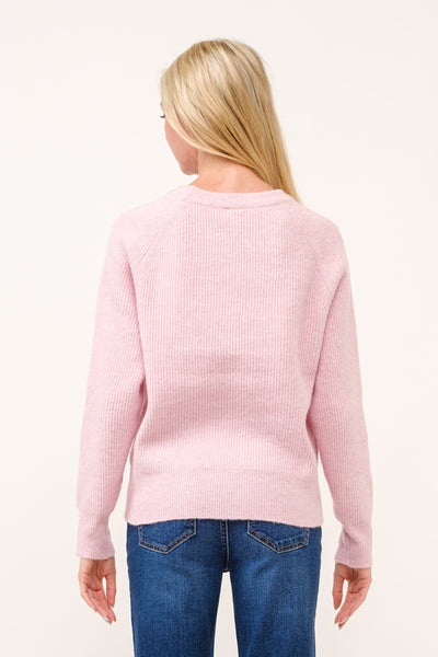 Pink Soft Knit Ribbed Sweater