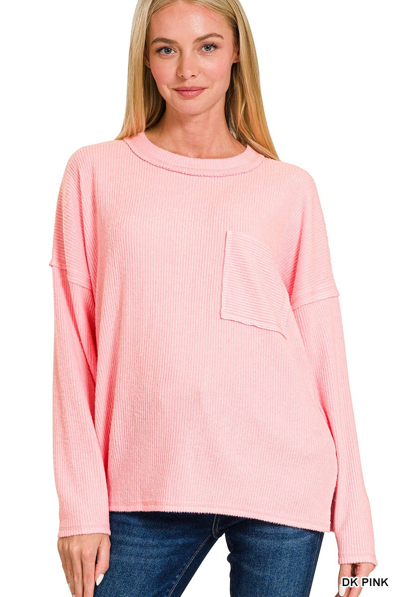 Glenna Pink Ribbed Hacci Sweater