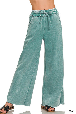 Teal Mineral Wash Pants