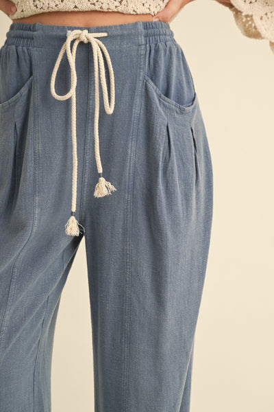 Denim Blue Linen Pants
