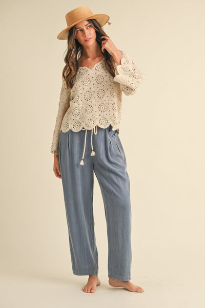 Denim Blue Linen Pants