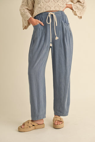 Denim Blue Linen Pants