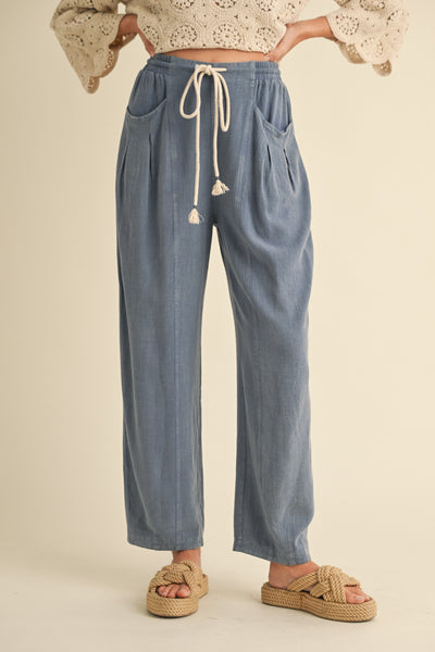 Denim Blue Linen Pants