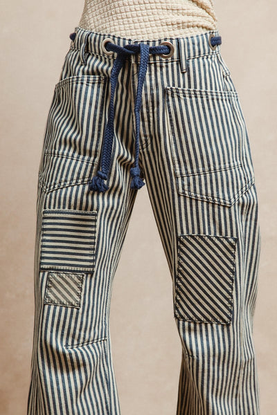 Navy Twill Barrel Pants
