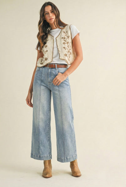 Emery Light Wash Pin Tuck Jeans