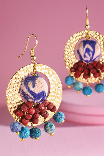 Kantha Beaded Ball Earrings