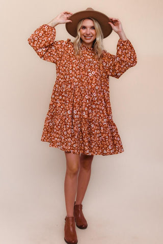 Burgundy Floral Tier Dress