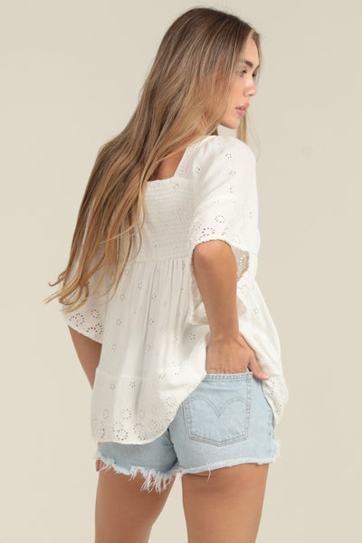 Addyson White Eyelet Top