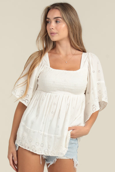 Addyson White Eyelet Top