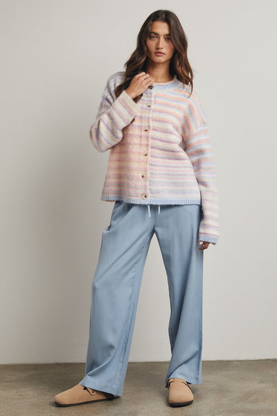 Loralie Bubblegum Rainbow Button Up Cardigan