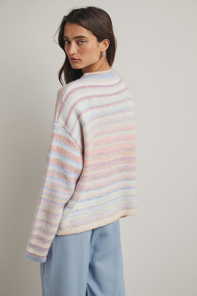 Loralie Bubblegum Rainbow Button Up Cardigan