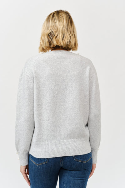 Heather Gray Pearl Knitted Sweater