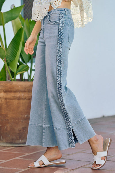Braided Wide Leg Jeans