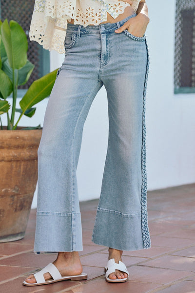 Braided Wide Leg Jeans