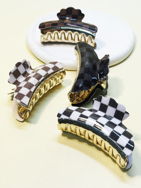 Checkered Hair Claw Clip