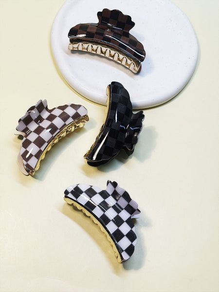 Checkered Hair Claw Clip