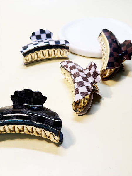 Checkered Hair Claw Clip