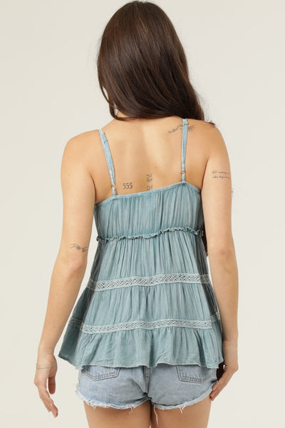 Ava Acid Wash Blue Top