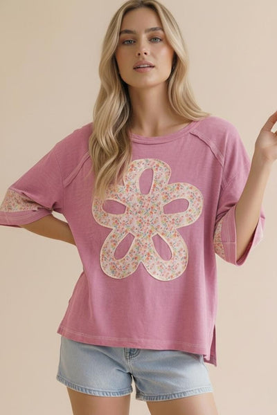 Dusty Pink Flower Patch Top