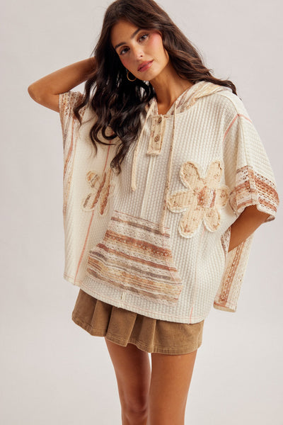 Lace Mix Floral Patch Poncho Top