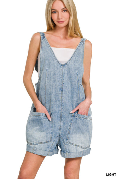 Caroline Denim Short Overalls