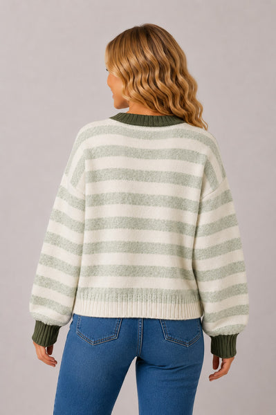Grace Mint Striped Sweater