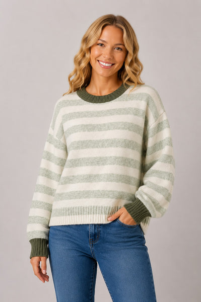 Grace Mint Striped Sweater