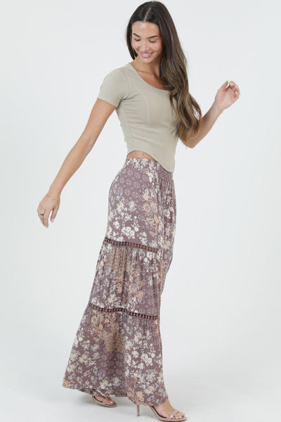 Light Plum Floral Boho Pants