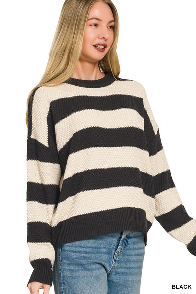 Sicily Black Striped Sweater