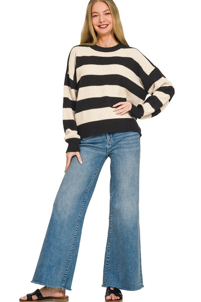 Sicily Black Striped Sweater