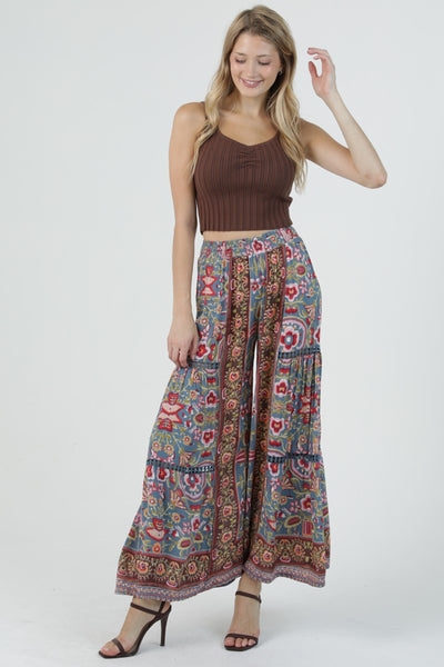 Ellison Blue Floral Boho Pants