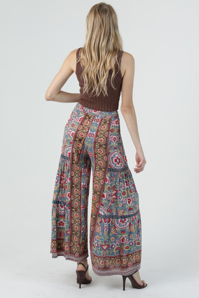 Ellison Blue Floral Boho Pants