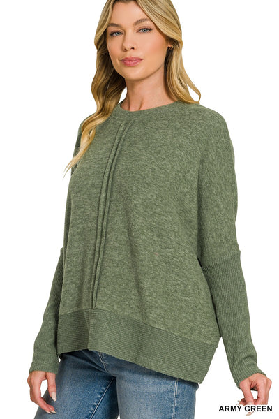 Romy Olive Brushed Melange Hacci Sweater