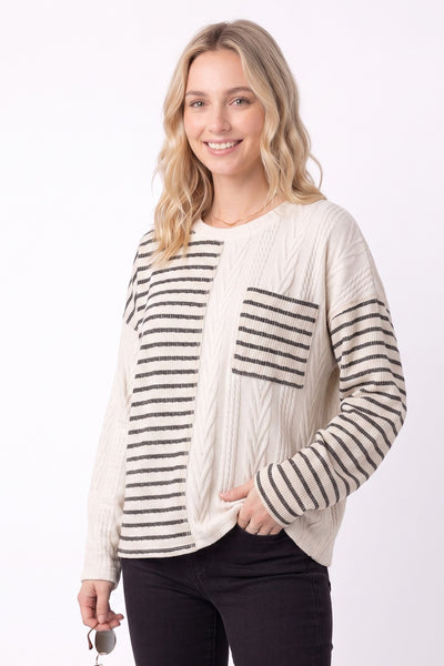 Grace Striped Cable Knit Top