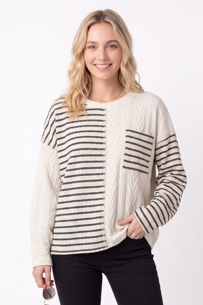 Grace Striped Cable Knit Top