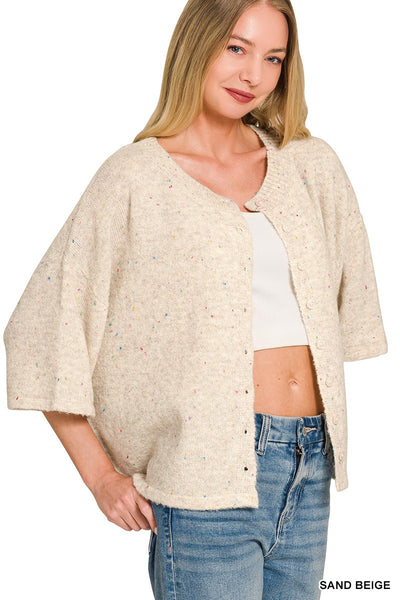 Rachel Half Sleeve Cardigan Sand Beige