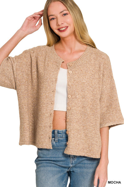 Rachel Half Sleeve Cardigan Mocha