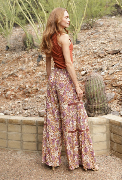 Georgia Brown Floral Boho Pants