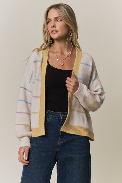 Mustard Colorful Stripe Cardigan