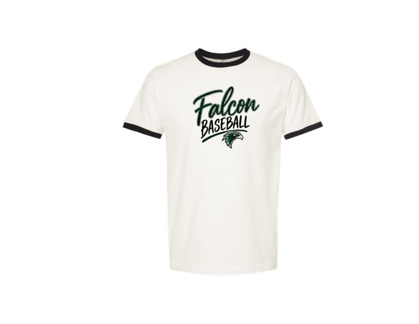 Falcon Baseball Tultex Vintage White & Black Tee- Unisex